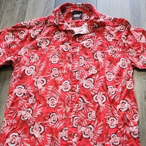 Ohio State Red Short-Sleeve Button-Down Camp Shirt - Unbranded
